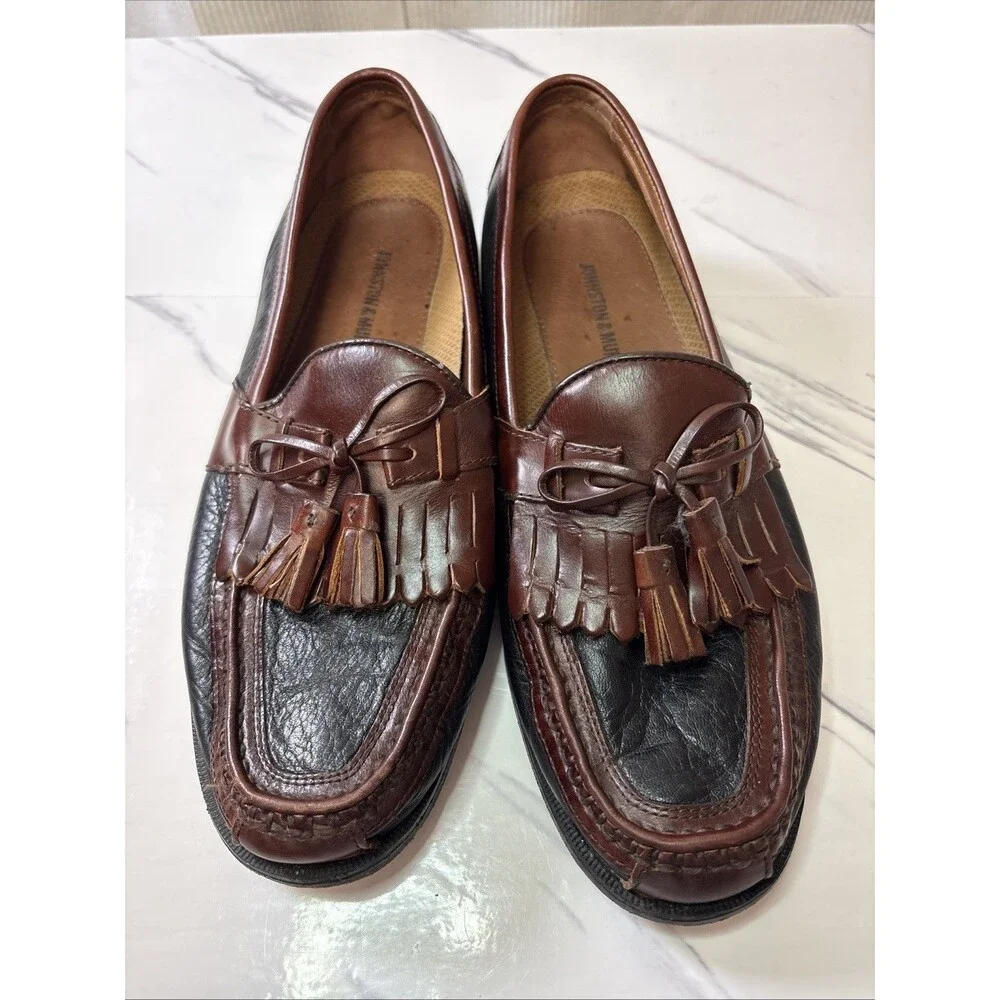 Johnston & Murphy Aragon Il Kiltie Tassel Loafer Men's 10M Brown Black Shoe